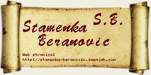 Stamenka Beranović vizit kartica